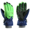 thumbnail image 1 of Manoplas cálidas para niños, impermeables, con dibujos animados, lindos guantes de esquí para nieve, térmicos (verde), 1 of 4
