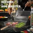 thumbnail image 6 of Grill Basket, Removable Wooden Handle, 304 Stainless Steel, BBQ Rolling Tools, Smoker Grilling Accessories for Vegetable Fish, Outdoor Cooking Camping, Birthday Gifts for Men Dad Husband, 6 of 7