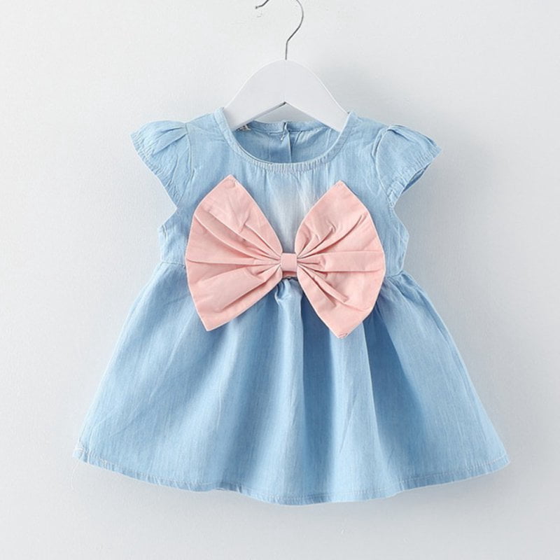 Summer Baby Girls Bow-knot Mini Dress 
