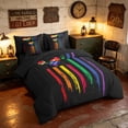 thumbnail image 2 of Manfei Rainbow American Flag Full Size Bedding Sets, Grunge Stripe Full Size Bed in a Bag, Multicolor, Black Reversible 7 Pieces, 2 of 6