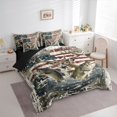 thumbnail image 2 of Feelyou Retro American Flag Buck Fishing Bedding Comforter Set for Men Boys, Bass Pike Fish Animal Queen Bedding Sets, Beige, Black Reversible, 7 Pieces, 2 of 7