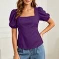 thumbnail image 5 of CHGBMOK Womens Summer Peplum Tops Sqaure Neck Ruffle Sleeve Blouses Fit Flowy Shirts Solid Casual Tees, 5 of 7