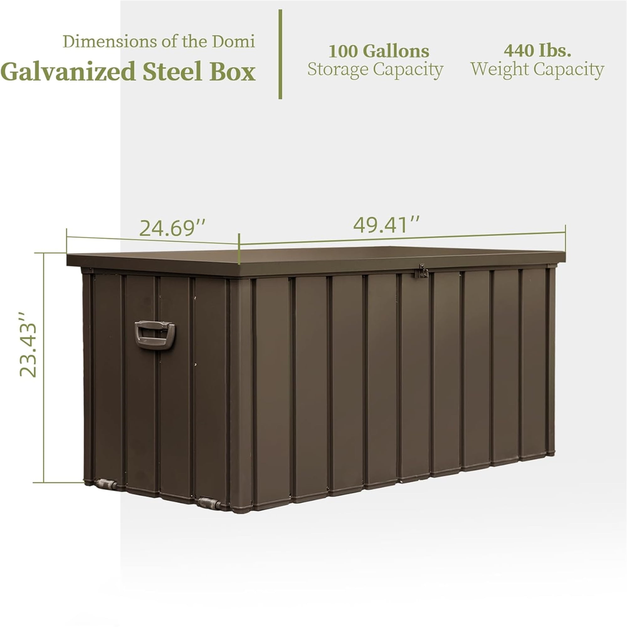 Aimee Lii 100 Gallon Outdoor Storage Deck Box Waterproof, Large Patio Storage Bin for Outside Garden Tools, Lockable, Brown