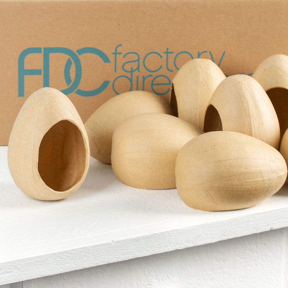 12pc Kraft Paper Mache Eggs with Opening - for Easter - Factory Direct Craft