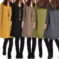 thumbnail image 2 of Vestido de mujer de otoño invierno, vestido suelto de manga larga con cuello en V Eccomum XL negro, 2 of 7