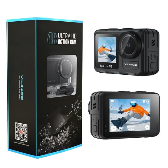 VILINICE Action Camera ,4K UHD 1080P, 2" Touch Screen, 170° ultra wide-angle lens,Waterproof up to 98.4feet