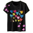 thumbnail image 4 of NJGRAE Womens Workout Tops Womens Summer Tops Womens Fashion Valentines Day Print Round Neck Short Sleeve Casual T Shirt (2) Women’S Side Slit T-Shirts M, 4 of 5
