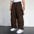 thumbnail image 6 of LIIPEE Boys Cargo Pants With Multiple Pockets Casual Solid Color Elastic Waist Loose Fit Straight Leg Trousers Kids Everyday Comfortable Breathable Bottoms,11-12 Years, 6 of 9