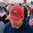 thumbnail image 2 of JULMCOMO 250 Anniversary USA Hat We the people Letter Adjustable Retro Independence Day Baseball Cap 1776 4th Of July Washed Hat Watermelon Red, 2 of 6