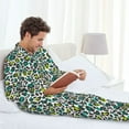 thumbnail image 6 of Yiaed Green Leopard Print Men’s Pajamas Set - Long Sleeve Button Down Sleep Shirt and Pajama Bottoms Sleepwear Set Mens Pjs Sets Men's Pajama Bottoms-Medium, 6 of 7