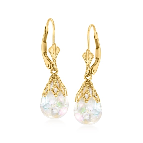 Ross-Simons Floating Opal Drop Earrings in 14kt Yellow Gold, Women's, Adult