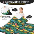 thumbnail image 3 of Green Cartoon Dinosaurs Jungle Flowers Teens Toddler Nap Mat with Pillow, Sleeping Mat Bag for Preschool Daycare 50"x20", 3 of 6