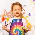 thumbnail image 2 of Colorful Rainbow Tie Dye Spiral Pattern Kids Aprons for Girls and Boys,Adjustable Neck Strap Toddler Aprons for Kids Cooking Baking, 2 of 6