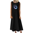thumbnail image 1 of RKSTN Robes pour Femmes 2023 Mode Été Décontracté Col Rond Sans Manches Jupes Maxi Poches Vacances Couleur Unie Plage Longue Robe avec Imprimé Graphique, 1 of 4