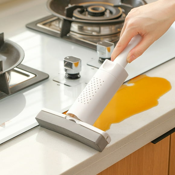 Usloyux Clearance Portable Compact Handheld Mini Mop, No-Hand Wash Absorbent Floor & Bathroom Sink, Silicones Wiper for Kitchen, Toilet, Shower, Ergonomic Handle