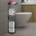 thumbnail image 5 of Toilet Paper Holder Stand,Back Toilet Paper Holder with Storage and Shelf, Bathroom Toilet Paper Holder, Free Standing Toilet Tissue Roll Holder with Dispenser for Bathroom Storage Holds 4 Rolls., 5 of 8