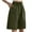 Army Green, variant on UAMVSH Shorts for Women Stretch High Waist Cotton Linen Casual Long Shorts with Pockets Knee Length Wide Leg Soft Capri Pants