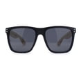 thumbnail image 2 of Eco Friendly Bamboo Wood Arm Large Horn Rim Hipster Sunglasses All Black, 2 of 4