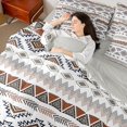 thumbnail image 5 of Manfei Boho Aztec Queen Bedding, Tribal Geometric Bedding Comforter Set Queen, Multicolor White, Gray Reversible 7pcs, 5 of 6