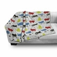 thumbnail image 3 of Kitten Soft Flannel Fleece Blanket, Wool Ball Toy Cat Bowl Food Fishbone Paws Pet Symbols in Rhythmic Composition, Cozy Plush for Indoor and Outdoor Use, 50" x 70", White Multicolor, by Ambesonne, 3 of 6