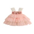 thumbnail image 1 of Toddler Baby Girls Party Dress 3D Flower Ruffle Sleeveless A-line Princess Dresses, 1 of 8