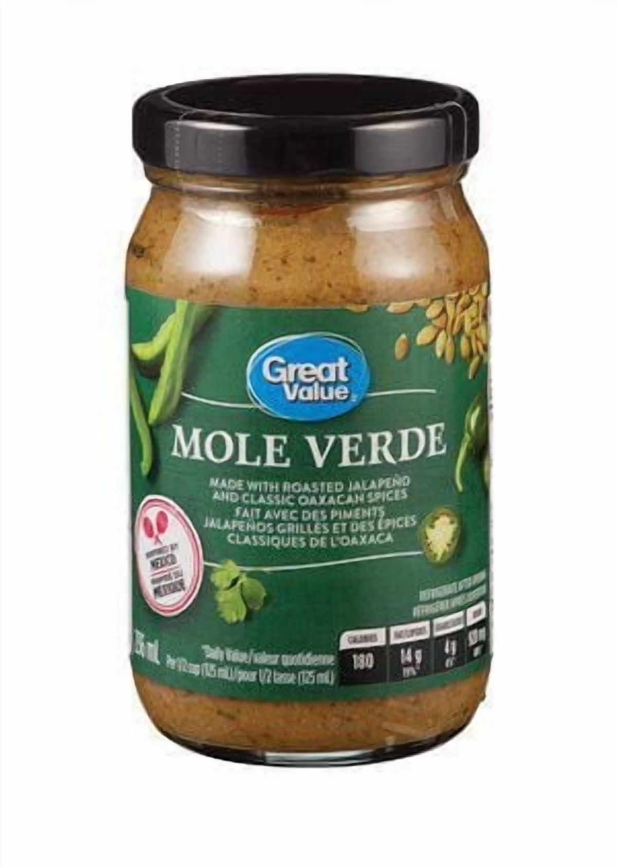 Great Value Mole Verde - Inspired by Mexico - Made with roasted jalapeño and classic Oaxacan spices