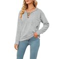 thumbnail image 1 of Sudadera con capucha de manga larga con cuello en V, sudadera holgada y agradable para la piel, para mujer, para ir de compras en casa, gris S, 1 of 6