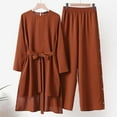 thumbnail image 2 of Women's Casual Solid Retro Plus Size Shirt High Waist Loose Long Pant Suit Womans Capris, 2 of 4