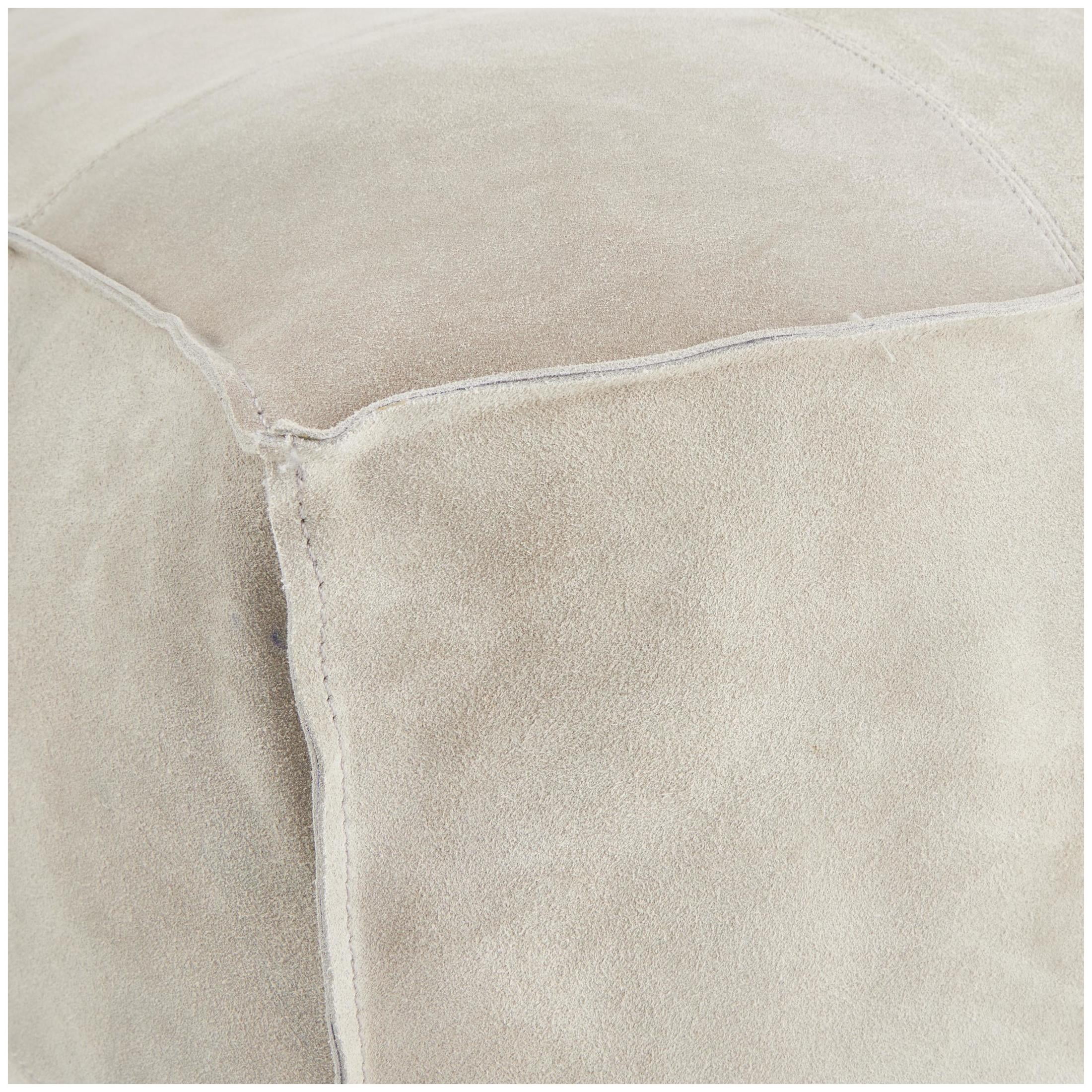 DecMode Patchwork Low Profile Square Gray Leather Pouf with Patchwork Design