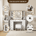thumbnail image 4 of M optimized Makeup Vanity Set, Vanity Desk with LED Lights, Charging Station, 6 Drawers and Cabinets, Vanity Table with Stool, White, 4 of 8