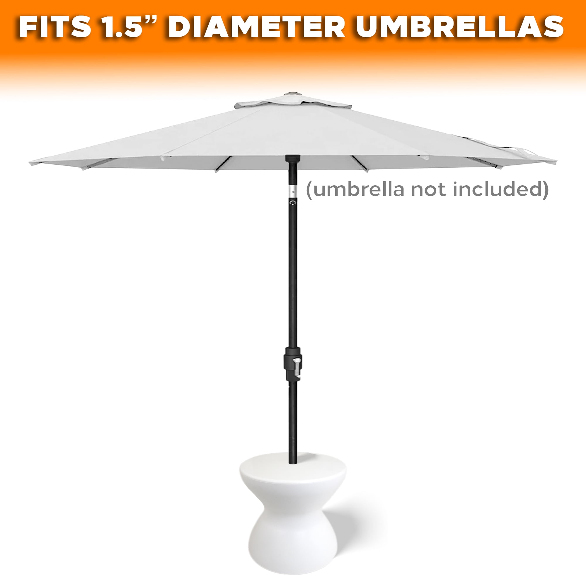 Dunn-Rite ShadeTable Water-Filled Pool Umbrella Outdoor Base and Side Table, Fits 1.5" Pool Umbrella for Inside of Pool, Use on Patios, Docks, in-Water up to 12" Deep, Made in USA, White