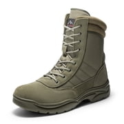 NORTIV 8 Men's Military Tactical Work Boots Side Zipper Leather Motorcycle Combat Boots Trooper(6-8 Inches)