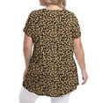 thumbnail image 3 of Mengpipi Womens Casual Scoop Collar Plus Size T Shirts Summer Tops Swing Tee Tunic Tops for Leggings, Leopard-khaki-4X, 3 of 5