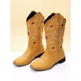 thumbnail image 3 of Gomelly Womens Cowgirl Boots Embroidered Western Boot Wide-Calf Vintage Shoes Comfort Women Ladies Yellow 9, 3 of 6