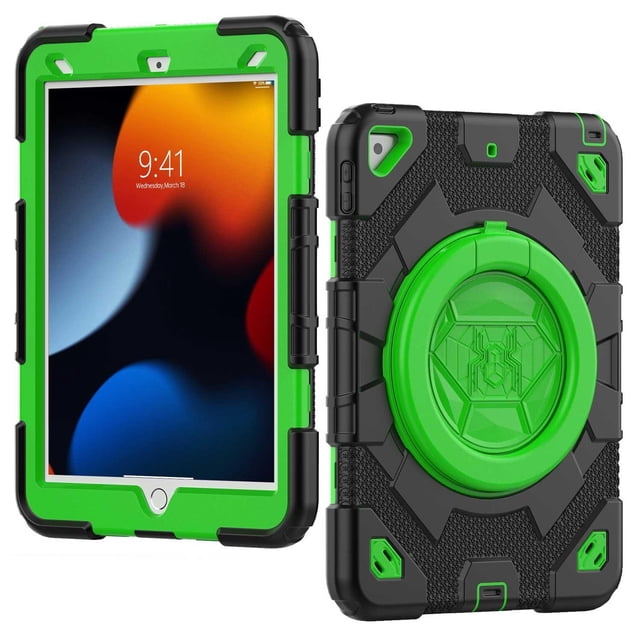 Funda TEKKU Spider uso rudo para iPad 9 iPad 8 iPad 7 10.2 Negro Verde A2602 A2605 A2270 A2428 A2430 A2197