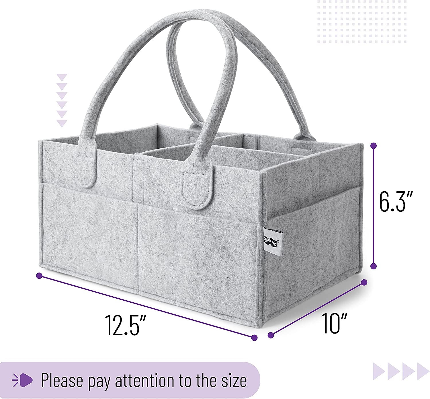 Mr. Pen Baby Diaper Caddy Organizer - Gray photo 7