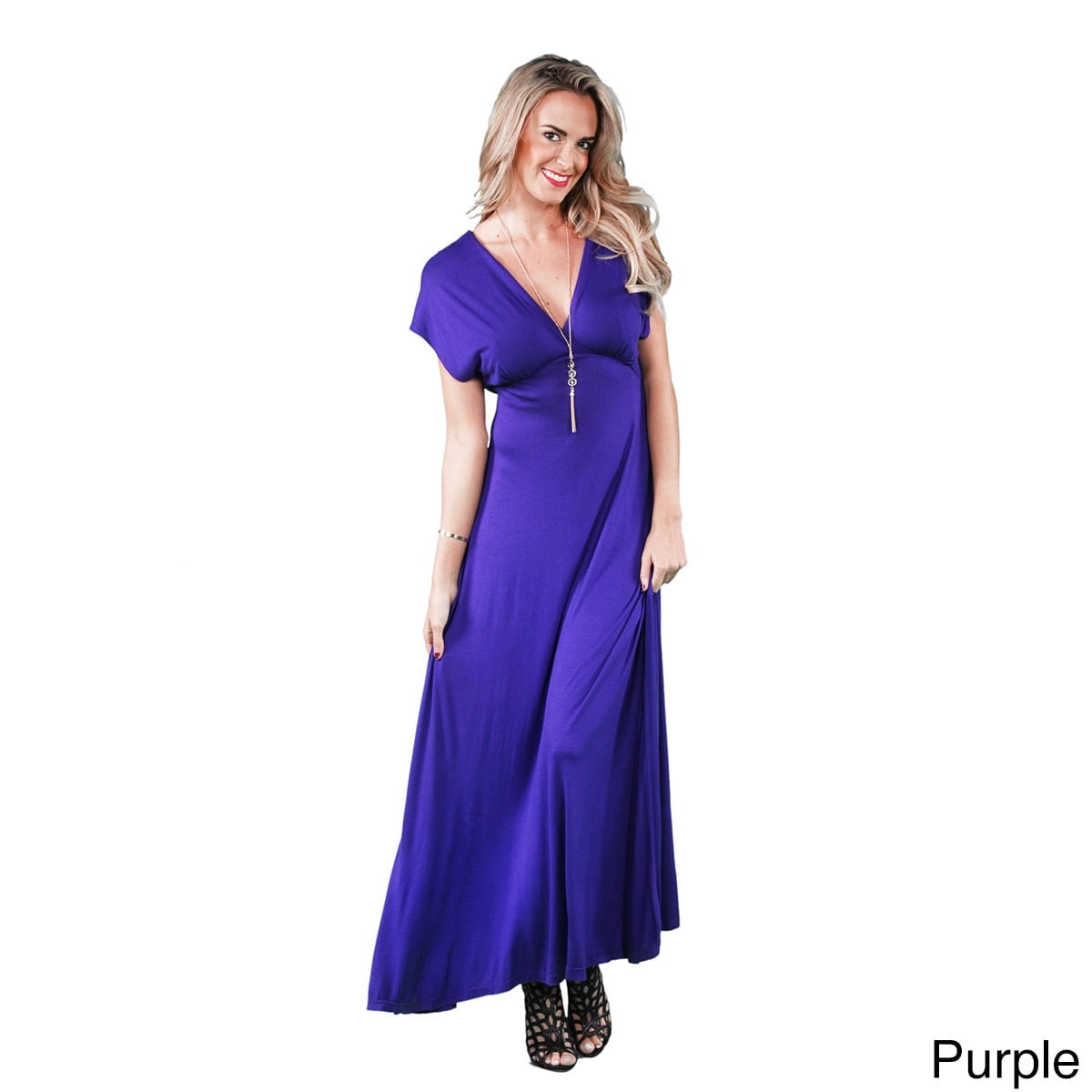 24/7 Comfort Apparel Women's Faux Wrap Maxi Dress