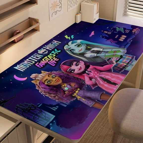 Monster High-themed extra-large Non-Slip Base leather Desk Table mat—versatile for computer desks, dining tables, and more.12"x24"(30X60cm）