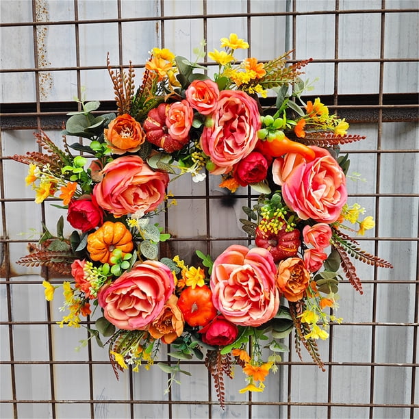 asddcavvf Fall Wreaths For Front Door Autumn Wreath With Pumpkin