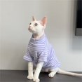 thumbnail image 3 of TheFound T-Shirts Rayés Chat Mignon Automne Hiver Chauds Col Rond Sphinx à Deux Pieds Vêtements pour Chat, 3 of 6