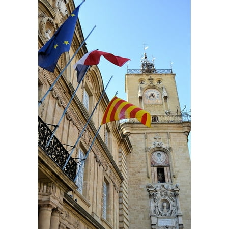 LAMINATED POSTER Aix-en-provence Flags France Town Hall Provence Poster Print 24 x