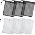 thumbnail image 1 of HAYAN6pcs Mesh Drawstring Bag,Mesh Bag for Beach Toys,Mesh Bags Drawstring with Cord Lock,Mesh Laundry Bag,Nylon Mesh Sports Bag Set for Gym Toys Beach and Baseballs,15.7 * 11.8 in(3 Black 3 White), 1 of 1