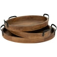 thumbnail image 4 of Northlight Acacia Wood Trays with Metal Handles - Set of 3 - 21.75", 4 of 9