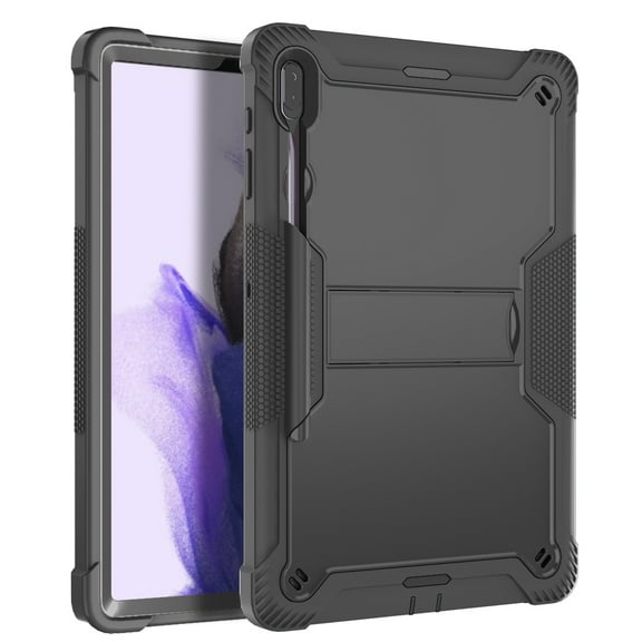 For Samsung Galaxy Tab S8 Plus 12.4 inch / SM-X800 / X806 Dual Layer Protective Shockproof Kickstand With Stylus Pen Slot Heavy Duty Case Cover Black/Black