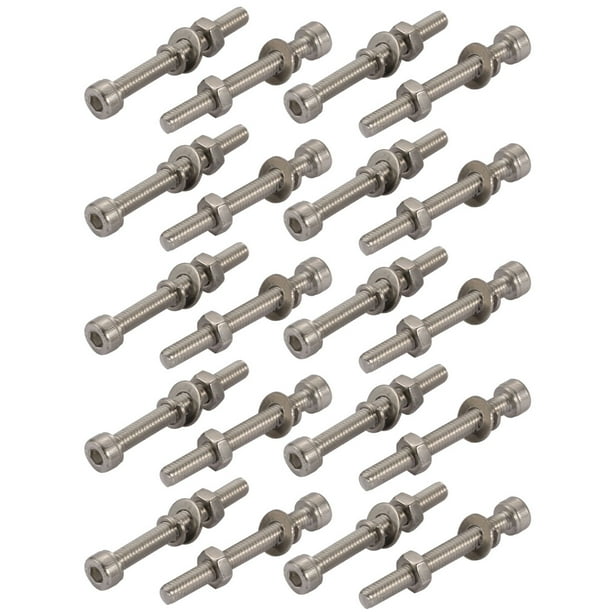 Uxcell M4x40mm 304 Stainless Steel Knurled Hex Socket Head Bolts Nuts w