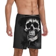 thumbnail image 2 of Sikiie Black White Hat Skull Mens Pajama Shorts, Lightweight Lounge Pant with Pockets Soft Sleep Pj Shorts for MenLarge, 2 of 6