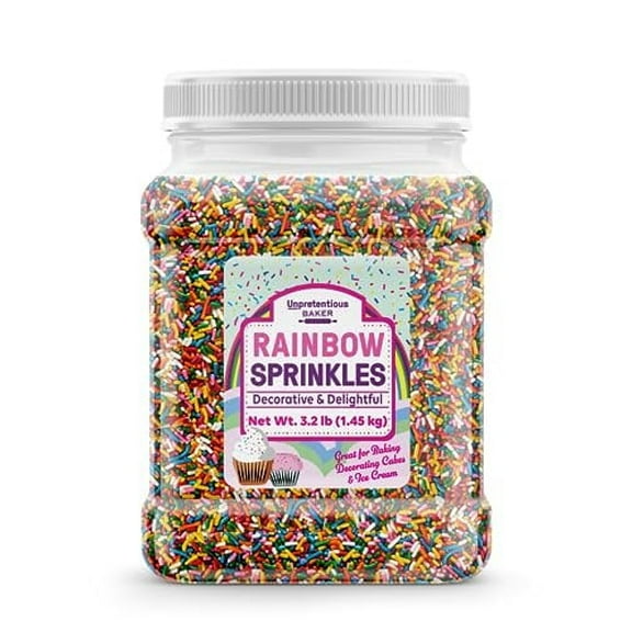 Unpretentious Rainbow Sprinkles, 3.2 lb, Colorful Jimmies, Bulk Size, Soft & Sweet