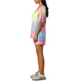 thumbnail image 4 of INSPIRE CHIC Women's Tie Dye Short Sleeve T-Shirt and Drawstring Shorts Pajamas Sets S Pink, 4 of 7