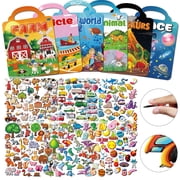 6Set Puffy Sticker Books for Kids 2-4, 3D Reusable Stickers Books for Toddlers 1-3,2-4,Farm,Animal,Dinosaurs,Ocean World,Space,Vehicle