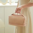 thumbnail image 3 of Cosmetic Bag Double Layer Smooth Zipper Solid Color Multipurpose Large Capacity Toiletry Bag Makeup Organizer for Outdoor, 3 of 11